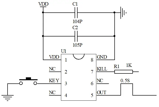 經(jīng)典一鍵開關(guān)機(jī)電路SOP-8單按鍵長(zhǎng)按1秒延時(shí)芯片國(guó)產(chǎn)復(fù)位芯片方案